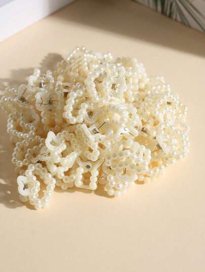 15/20pcs Versatile Fashion Heart Pearl Small Hair Clips, Minimalist Bangs Clips, Mini Hair Claws For Women