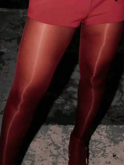 1 pieza Pantimedia de cintura alta brillante que levanta y da forma, suave y cómoda para uso diario, adecuada para mujeres