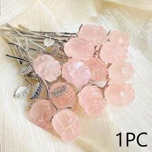 1pc Natural Quartz Carved Rose - Beautiful Quartz Crystal Flower Decor, Suitable For Jewelry Making, Decorations, Home & Office, Also Great For Halloween Gifts - Multicolor - View 7