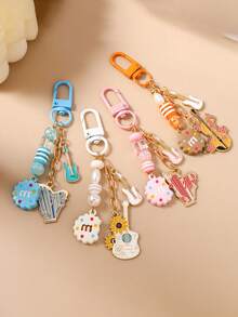 新款串珠饼干、吉他、小提琴、竖琴钥匙扣、包包挂件 - 彩色 - 查看 3