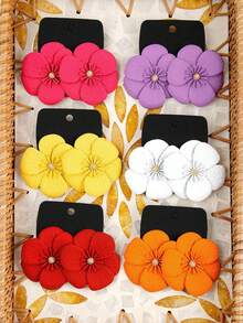 Betykuku 6 Pairs Bohemian Floral Metal Fashion Stud Earrings Set, Perfect Gifts For Ladies & Girls, Suitable For Daily, Party, Outing - Multicolor - View 18