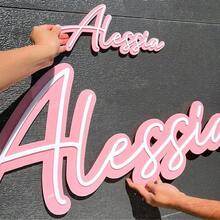 Plăcuță personalizată 3D cu oglindă acrilică dublu strat, identificare personalizată pe perete pentru cafenea/salon de unghii/salon de coafură/gene/spa/magazin, decor de grădină - Multicolor - Vizualizare 17