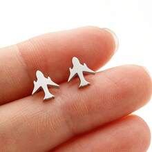 1对不锈钢耳钉 简约飞机时尚耳钉 女士饰品 派对 朋友 婚礼 最佳礼物 新品 - 030 - 查看 5