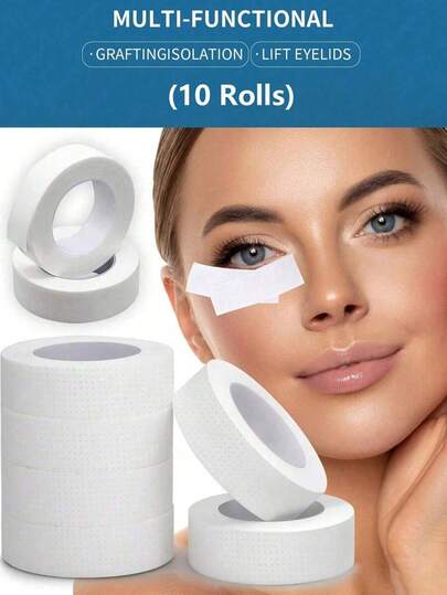 10 Rolls Eyelash Extension Tape, Micro-Porous Breathable Eyelash Extension Tape, White Lash Tape For Makeup/Personal/Professional Eyelash Extension (9m Per Roll)