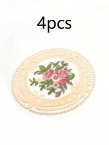 6pcs Embroidered Lace Coasters, Vintage Lace Coasters, Heat Insulation Placemats, Tablecloth Decor, Round Photography Props - Multicolor - View 7