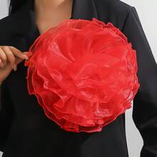 Elegante broche hecho a mano de 28CM con forma de rosa de encaje, Pin Floral exagerado francés a para mujer, regalo de joyas de LA9H - Negro - Ver 9