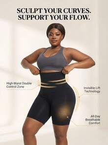 1 buc Colanți de Crăciun pentru femei, cu talie înaltă, slăbiți, confortabili și versatili pentru purtare zilnică. Designul cu strat dublu îmbunătățește controlul abdominal pentru o siluetă perfectă. - Negru - Vizualizare 3