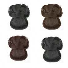 Clip de pelo falso para moño bajo, accesorio de pelo trenzado para moño, pieza de pelo para chignon, moño de pelo falso estilo chino - Dark Brown - Ver 5