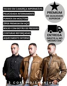 Premium Men's Jacket In Waterproof Leather And Suede – Lined And Thermal - Camel - View 9