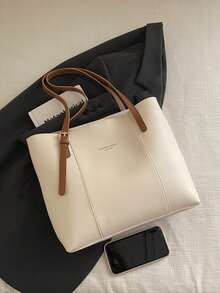 高品质时尚百搭手提包，2025新款夏季大容量小众奢华单肩托特包（女士款） - 白色 - 查看 3