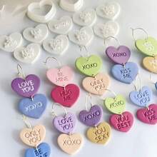 11pcs Valentine's Day Polymer Clay Cutters, Heart Stamp Elements Earring Making Polymer Clay Molds, Plastic Clay Molds For DIY Jewelry And Pendant Making - White - View 5