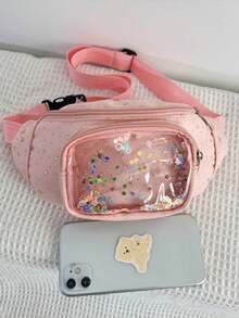 1 chiếc túi đeo hông bằng nylon nhẹ hình ngôi sao, có khóa kéo, kiểu dáng thường ngày, túi đeo chéo ngực phù hợp cho thanh thiếu niên, sử dụng hàng ngày quanh năm. - A - Xem 4