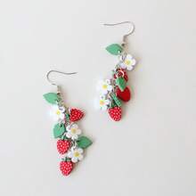 1 Đôi bông tai dáng dài bằng acrylic hình lá và quả mùa xuân/hè dành cho nữ, làm thủ công, dễ thương và thanh lịch, phù hợp cho sử dụng hàng ngày, dự tiệc, ngày lễ, làm quà tặng. - Y1238 - Xem 4