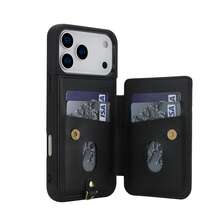 OUKNOEO 兼容 17 Air 16e 15 14 Plus 13 Pro Max，兼容三星 Galaxy S26 S25 Edge S24 Ultra Plus S25 FE A15 A16 A35 A36 A55 A56 A17 A37 A57 5G Z Fold 4 5 6 7 立体花卉钱包式手机壳，PU 皮革翻盖设计，配有短挂绳，随机印花，带支架，女士钱包式手机壳 - 黑色 - 查看 10