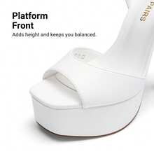 Women Platform 5.75'' Ultra High Heeled Sandals 2026 New Summer Open Toe Adjustable Ankle Strap Dress Shoes Sexy Party Runway Stiletto Heels - trắng - Xem 7