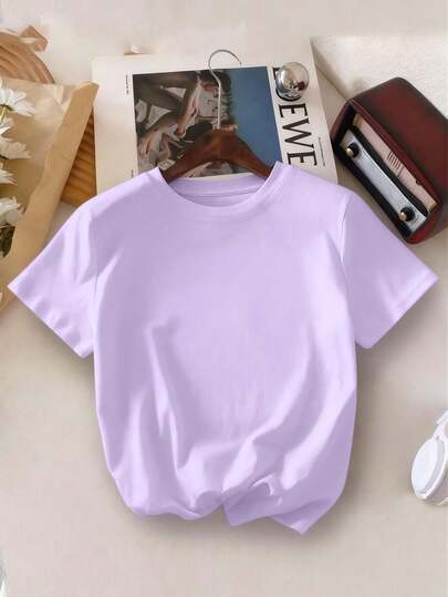 Tween Boy 图案印花圆领 T 恤，街头风格，夏季