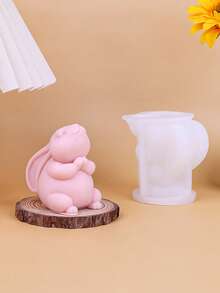 1个可爱兔子造型硅胶模具，可用于DIY、复活节 - 白色 - 查看 3