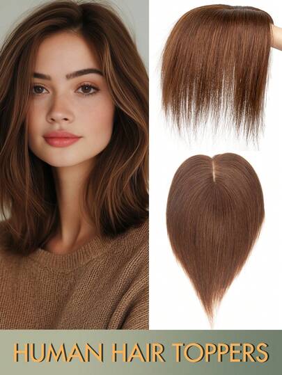 Blonde-613# Human Hair Topper For Women, 360° Cover The Top Of The Head, Seamless Straight Hair Pieces, 7X11cm Base Net, Smooth Blending For Thinning Hair, Natural Scalp Top To Hide Bald Or White Hair For Women Daily Or Mother'S DayHighlights Victoria Secret Wear And Go Glueless For Holiday Festival Essentials School Supplies Bride
