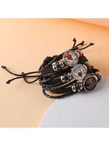 1条奇幻时光宝石黑色编织皮手链，款式随机，新年礼物，情人节礼物，复活节礼物 - 彩色 - 查看 8