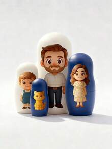 Muñecas rusas con retrato familiar personalizado con caja, edición de foto estilo de dibujos animados, juguete educativo hecho a mano con imagen personalizada, decoración del hogar única y creativa, escultura de muñeca de madera, decoración, vista previa, regalo de fiesta, regalo de Pascua/Día de San Valentín/Día de San Patricio/Cumpleaños, regalo de Navidad - Multicolor - Ver 5