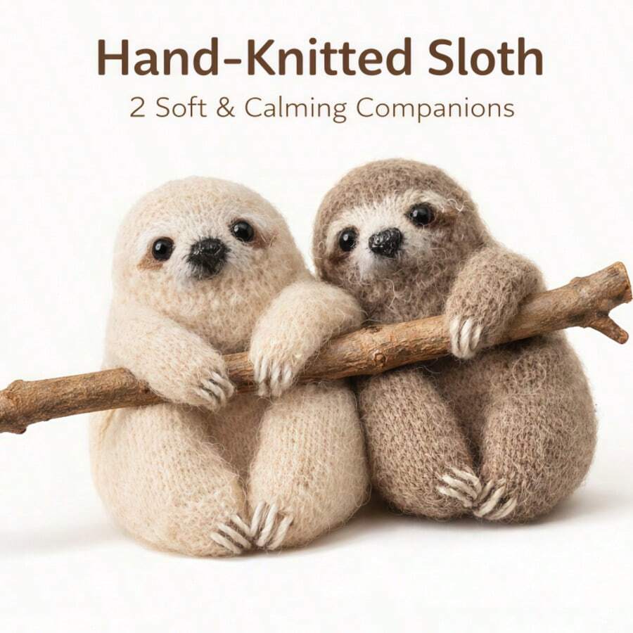2Pcs Animal Knitting Kit For Beginners, Knitting Kit For Adults With Step-By-Step Text Tutorials, Sloth DIY Crafts For Adults, Cute Funny Home Decorative Ornaments, Birthday Valentine's Day And Easter Gifts