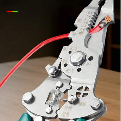 Multi-Functional Foldable Wire Stripper, Suitable For Professional Electricians. Stripping Range: 0.2-6mm², Ergonomic Anti-Slip Design For Fast Stripping And Cutting. Applicable For Electrical Engineering, Home Appliance Repair, Home Decoration, Automotive Maintenance And Shipbuilding Maintenance, Etc.
