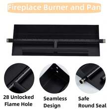 18 Inch Gas Fireplace Burner Pan, Compatible With Propane & Natural Gas, Heavy-Duty Powder Coated Steel For Indoor/Outdoor Fire Pits, Gas Logs, Fireplace Inserts - B - View 5