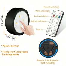 1/3/6Pcs Led Picture Light Battery Operated, Wireless Led Painting Light, Wireless Wall Lamp With Magnetic, Wireless Spotlight, Display Light Spotlight With Remote Dimmable, 3 Lighting Modes Art Display Light For Picture Frame Artworking Portrait, Wall Decorative Puck Lights 150mAh Remote Control - Three Colors - View 9