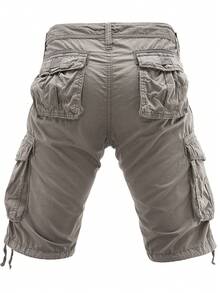 Men's 100% Cotton Cargo Shorts Solid Color Casual Lightweight Multi Flap Pockets Large Capacity Storage Outdoor Hiking Camping Daily Wear Breathable Comfy Summer Shorts Male Durable Streetwear - 灰色 - 查看 5