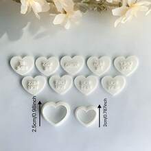 11pcs Valentine's Day Polymer Clay Cutters, Heart Stamp Elements Earring Making Polymer Clay Molds, Plastic Clay Molds For DIY Jewelry And Pendant Making - White - View 8