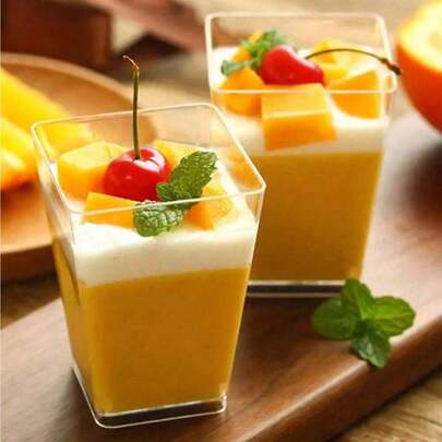 Tazas cuadradas reutilizables para mousse, adecuadas para diversos postres, pudines, yogures, cremas y aperitivos - ideales para cumpleaños, bodas, fiestas, Día de la Madre, Navidad, meriendas y uso al aire libre