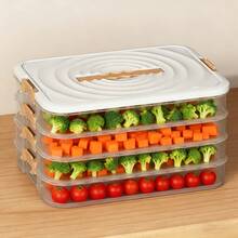 Contenedor de almacenamiento de raviolis con capas seleccionables de 2 a 5 - Organizador portátil para refrigeradores de cocina, caja congeladora con función de temporizador - Marrón - Ver 3
