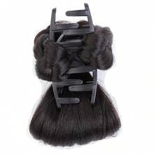Clip de pelo falso para moño bajo, accesorio de pelo trenzado para moño, pieza de pelo para chignon, moño de pelo falso estilo chino - Dark Brown - Ver 12