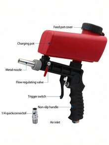 Portable Pneumatic Sand Blasting Gun, Ergonomic Design, Adjustable Pneumatic Sand Blasting Machine, Suitable For Removing Rust And Paint From Aluminum, Wood, Metal, Automotive And DIY Sand Blasting. Can Be Used With Air Compressor, Applicable With Baking Soda, Sand, Aluminum Oxide And Other Abrasives. - Multicolor - View 8