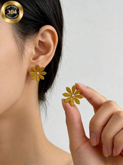 French Vintage Gold Floral Pearl Stud Earrings Stainless Steel Niche Luxury Earrings Jewelry Box Women's Jewelers Personalized Gifts Valentine's Day Men's Jewelers