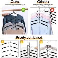 OBOVAY 1pc 5-Tier Clothes Hanger Set, Multi-Functional Metal Drying Rack, Space-Saving And Efficient, Suitable For Wardrobe, Closet And Bedroom Organization, Seamless Sponge Hanger, Ideal T-Shirt Drying Rack, Essential Wardrobe Storage Box - Multicolor - View 7