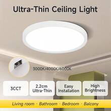 Đèn LED âm trần có thể điều chỉnh độ sáng, đổi 3 màu, nhiệt độ màu 3000K/4000K/6500K, đèn panel tròn, 220V, dễ dàng lắp đặt cho phòng tắm/phòng ngủ/phòng khách/phòng học/hành lang/tủ quần áo/nhà bếp/phòng nhỏ - Đèn trần mờ theo mã quay số - Xem 11