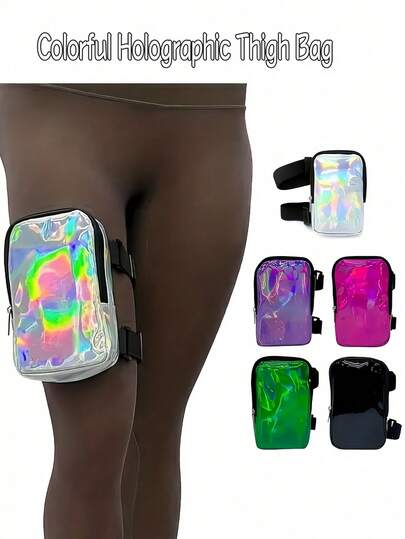 ホログラフィック ひざ上バッグ 調整可能なストラップ ジッパー開閉 スポーツバッグ 防水 スマホポーチ レインボー アンクルバッグ メンズ レディース ジム アウトドア ハイキング ライディング トラベル スポーツ ビーチ アウトドアギア ランニング ジムアクセサリー