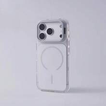 1Pcs Matte Lens Holder Magnetic Phone Case Compatible With IPhone17 Pro Max, 16 Pro, 15, 14, 13, 12 Anti-Slip Edges, Soft-Touch Back Cover, Full-Cover Protection Case Unisex Creative Phone Case - 白色 - 查看 1