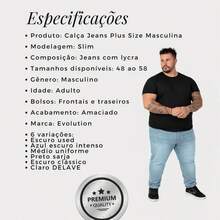 EVOLUTION PLAY Men's Plus Size Jeans 48 To 58 Lycra Slim XXG - 當然 - 查看 8