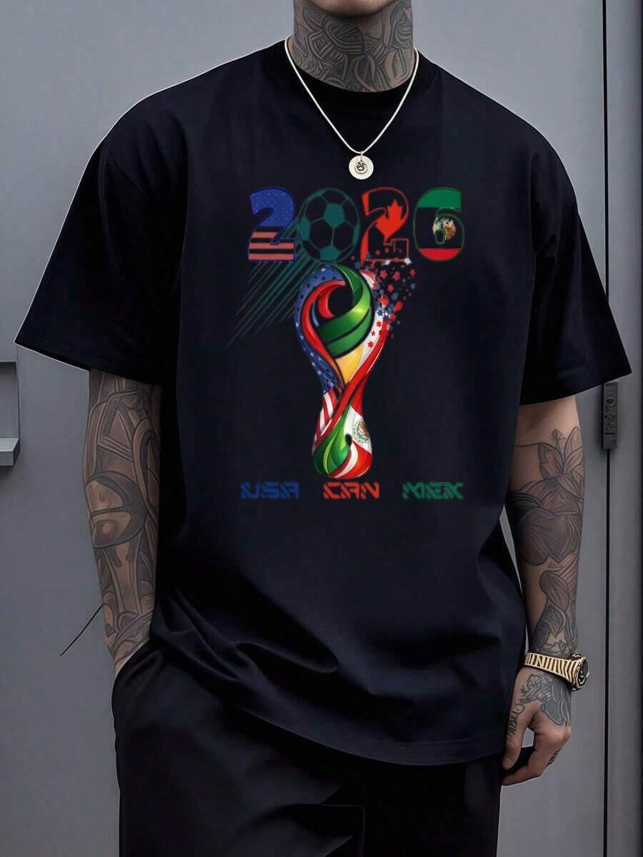 World Cup 2026 100% Cotton T-Shirt | USA CAN MEX Soccer Tee | 2026 Football Cup Fan Apparel | North America Host Nations Graphic Tee | Soccer Fan Gift, World Cup T-Shirt, USA World Cup Shirt 2026, World Cup USA Sweatshirt, Political Soccer Fan Tee,World Cup 2026 T-Shirt, Soccer FIFAS Sweatshirt, United States Canada Mexico, USA Canada Mexico Soccer Top, Summer Tournament Supporter Outfit, 2026 World Tournament - 黑色11 - 查看 1