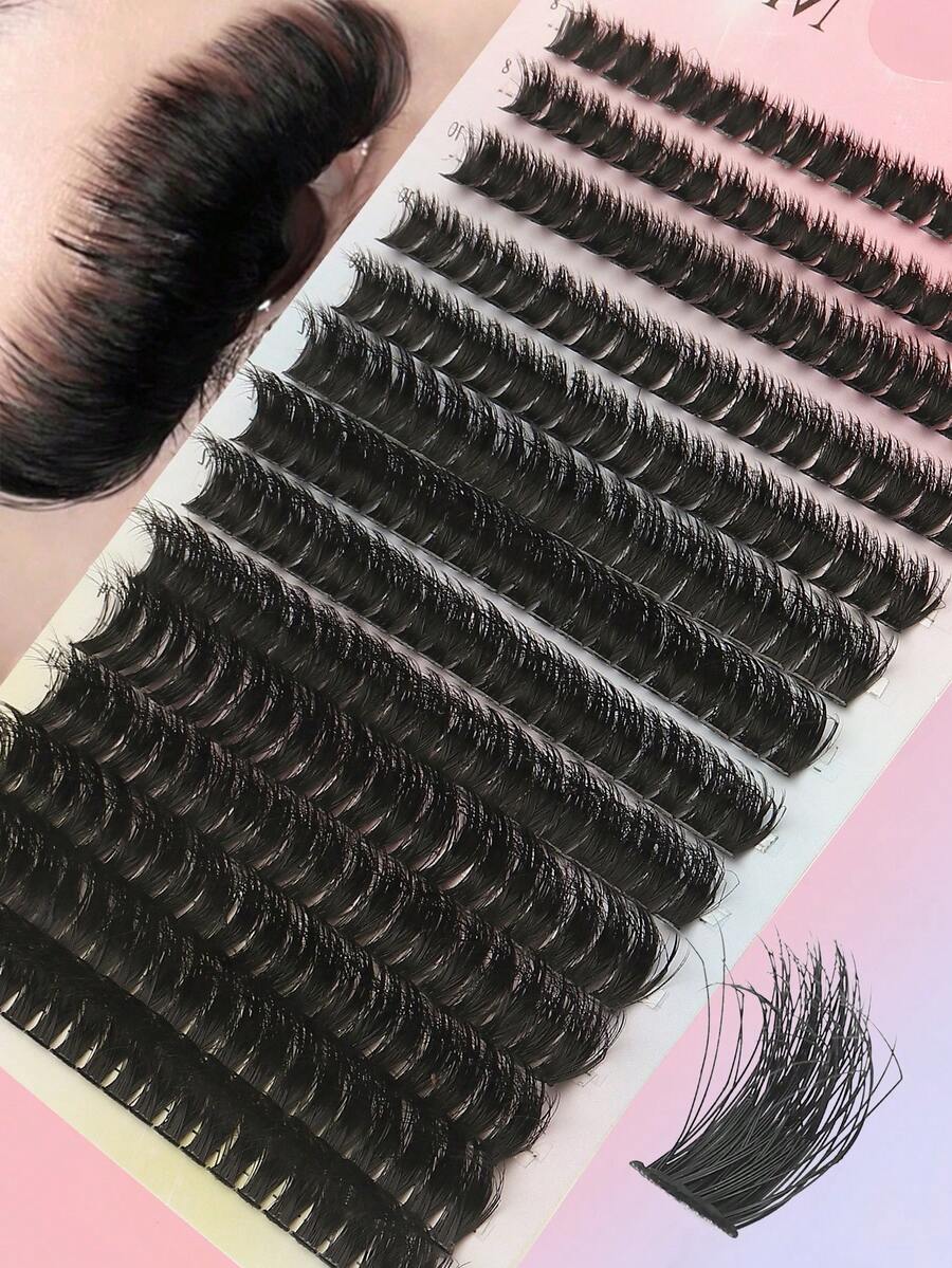14 Rows, 280pcs/Set Individual Lash Clusters, 80D D Curl, 8-16mm Length, Extra Thick & Fluffy & Natural Look, Reusable, Individual Lash Extension Kit, Suitable For Home Use, Daily Wear, Wedding, Date, Party, Travel, Spring Occasions. Lash Clusters, Individual Lashes, False Eyelashes - View 1