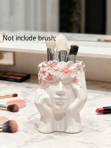 1个艺术侧脸女孩化妆刷架，高端桌面笔筒，适用于客厅、卧室 - 彩色 - 查看 9