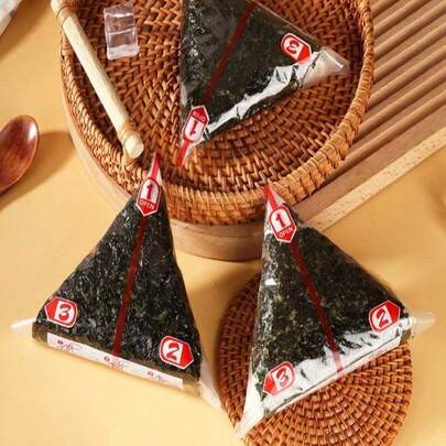 100 piezas Bolsas de embalaje para triángulos de onigiri/bolas de arroz, bolsas de embalaje para bolas de arroz con patrón de algas de doble capa - Bolsas desechables selladas para la conservación de bolas de arroz