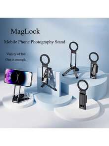 Giá đỡ điện thoại từ tính có thể điều chỉnh với tay xoay 360° và chiều cao có thể điều chỉnh, chất liệu ABS, chân đế ba chân di động tương thích với iPhone, Android, , gậy selfie rảnh tay dùng cho vlog, chụp ảnh, du lịch, phụ kiện vlog, xây dựng, chân đế ba chân cho điện thoại để chụp ảnh, quà tặng mùa xuân - Nhiều màu - Xem 2