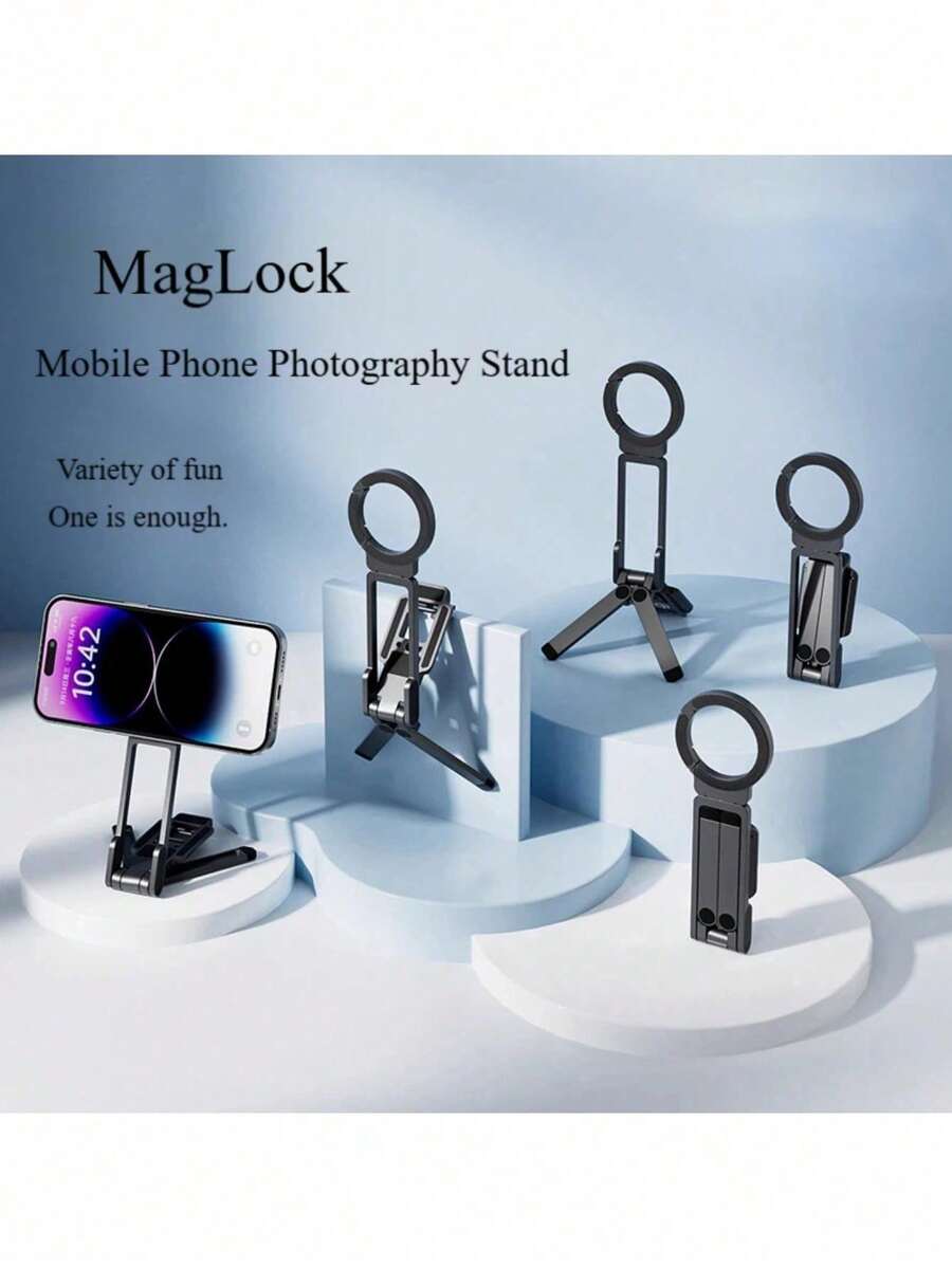 Giá đỡ điện thoại từ tính có thể điều chỉnh với tay xoay 360° và chiều cao có thể điều chỉnh, chất liệu ABS, chân đế ba chân di động tương thích với iPhone, Android, , gậy selfie rảnh tay dùng cho vlog, chụp ảnh, du lịch, phụ kiện vlog, xây dựng, chân đế ba chân cho điện thoại để chụp ảnh, quà tặng mùa xuân