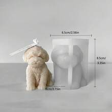 Cute Creative Teddy Dog Scented Candle, Gypsum Resin Mold, Handmade Soap, Baking Silicone Mold - White - View 3