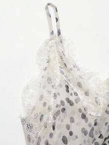 DEEKA Women's Stylish Minimalist Polka Dot Print Camisole Top, Spring/Summer - White - View 2