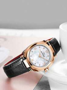 Marvin Watches For Women Wristwatch Female Swiss Quartz Movement Luxury Gift Ladies Dress Watch In Stainless Steel With Leather Band And Sapphire Glass Dial,50M Waterproof - Gold - View 5