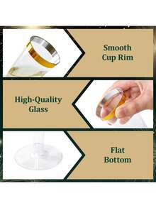 Bộ 5/10/20/25/30/50/100 chiếc, ly sâm panh thủy tinh trong suốt viền vàng, dung tích 4.5 oz, có thể tái sử dụng, bền và sang trọng, thích hợp cho đám cưới, tiệc cocktail, lễ hội, Giáng sinh và Năm mới. - Xem 7